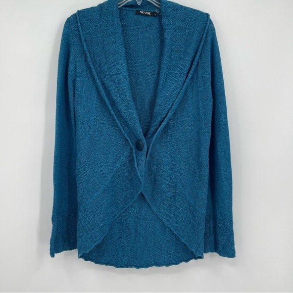 Rachel Zoe Women’s One Button Ruffle Front Cardigan Sweater Blue-green size M - Picture 10 of 10